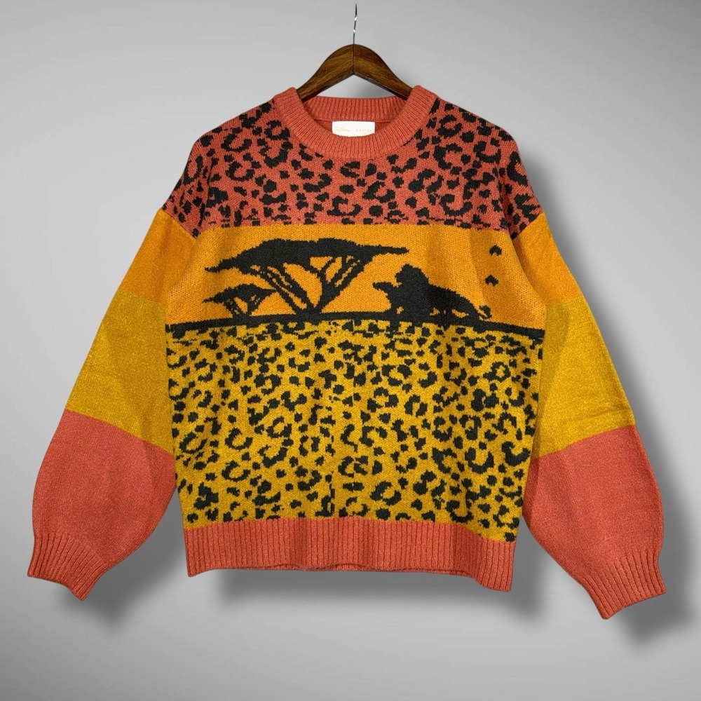 Disney‎ MinkPink Lion King Sunset Safari Intarsia Knit Sweater Womens Large